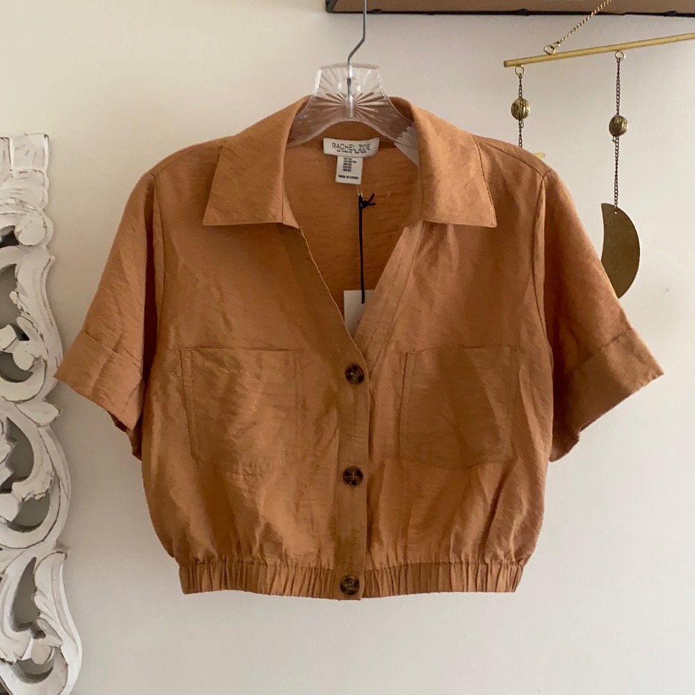 🪞 NEW Rachel Zoe short sleeve button top women’s size xsmall